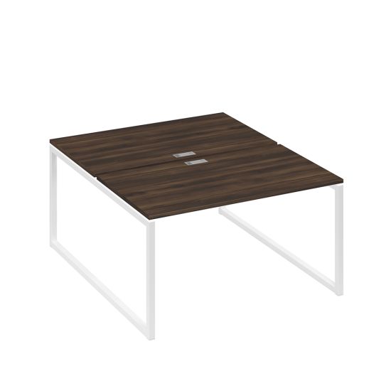 Рабочая станция QUATTRO (2х140) опоры металлокаркас дуб ристретто/ металлокаркас белый