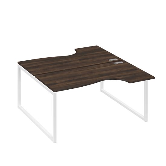 Рабочая станция (2х160) столы Классика опоры QUATTRO дуб ристретто/ металлокаркас белый