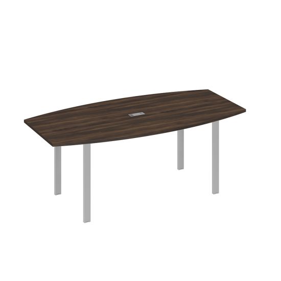 Стол 200x100 для переговоров фигурный на опорах UNO дуб ристретто/ металлокаркас серый
