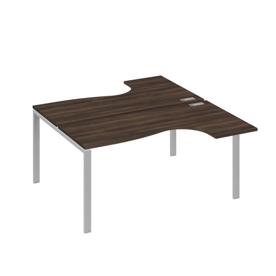 Рабочая станция UNO (2х160) со столами эргономичными дуб ристретто/ металлокаркас серый