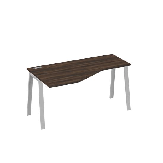 Стол левый Техно на металлокаркасе TRE эргономичный дуб ристретто/ металлокаркас серый