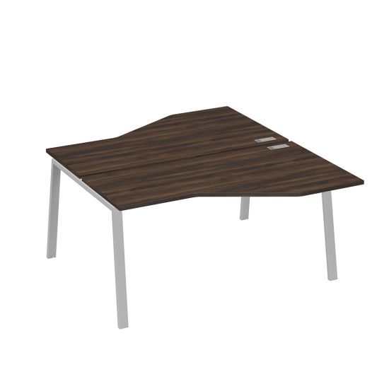 Рабочая станция каркас TRE столы (2х160) эргономичные Техно дуб ристретто/ металлокаркас серый