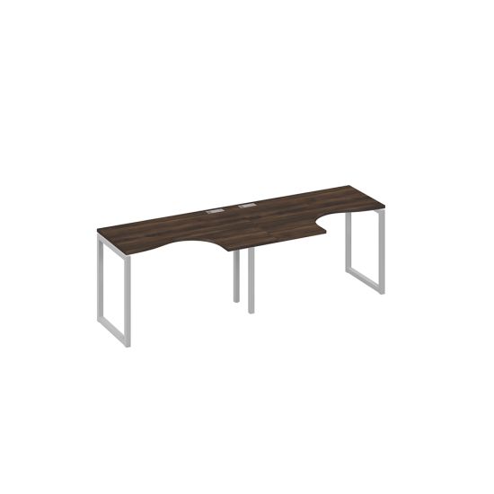 Рабочая станция столы Классика опоры QUATTRO (2х120) дуб ристретто/ металлокаркас серый