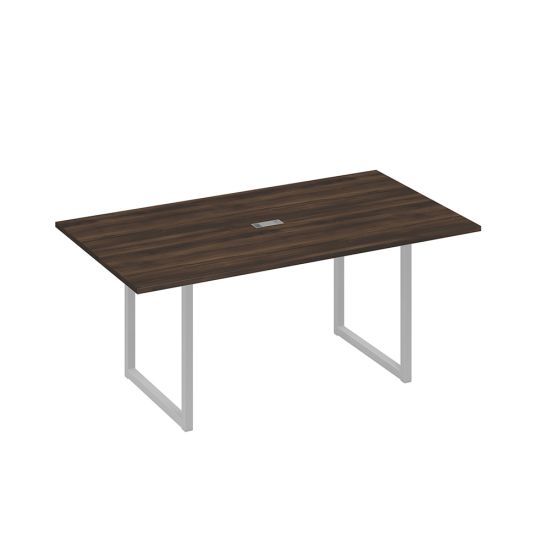 Стол 180 с опорами QUATTRO переговорный дуб ристретто/ металлокаркас серый