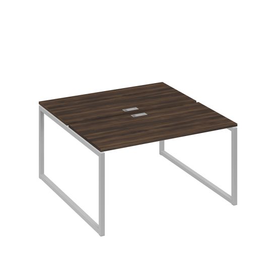 Рабочая станция 2х140 на опорах QUATTRO дуб ристретто/ металлокаркас серый