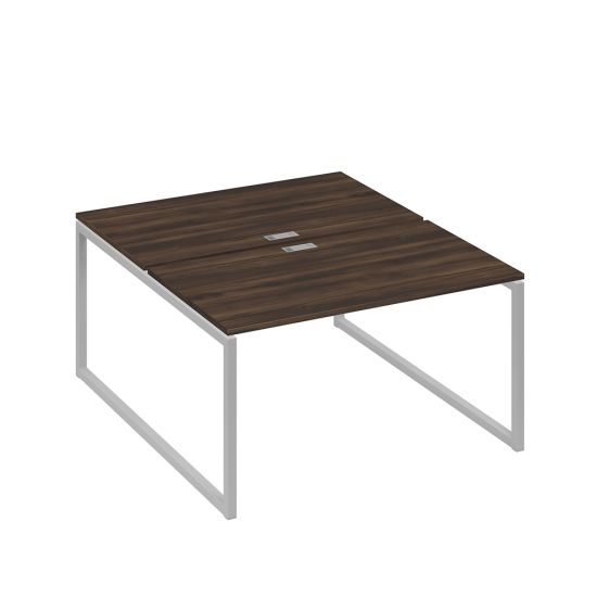 Рабочая станция QUATTRO (2х140) опоры металлокаркас дуб ристретто/ металлокаркас серый