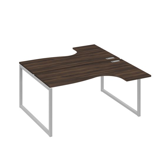 Рабочая станция QUATTRO (2х160) столы Классика эргономичные дуб ристретто/ металлокаркас серый