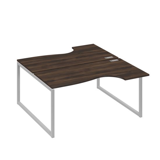 Рабочая станция (2х160) столы Классика опоры QUATTRO дуб ристретто/ металлокаркас серый