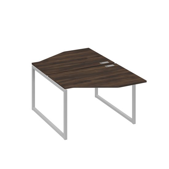 Станция каркас QUATTRO столы (2х120) эргономичные Техно дуб ристретто/ металлокаркас серый