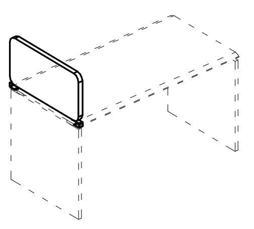 Экран торцевой тканевый для стола 90 синий / металлокаркас белый