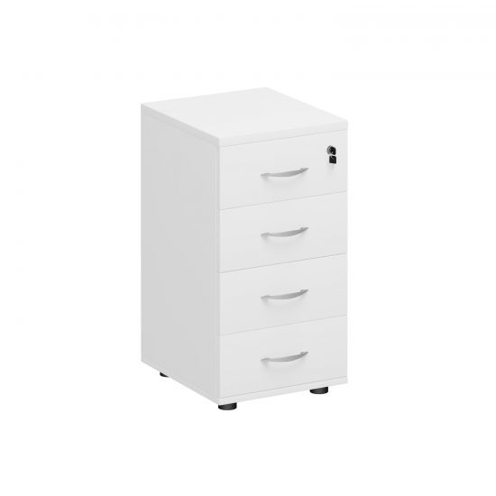 Тумба приставная 4-х ящичная с замком белый премиум