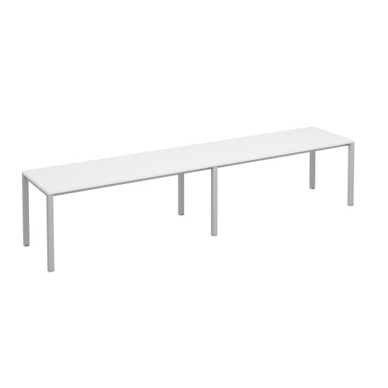 Рабочая станция на металлокаркасе КФ (2х180) белый премиум / серый
