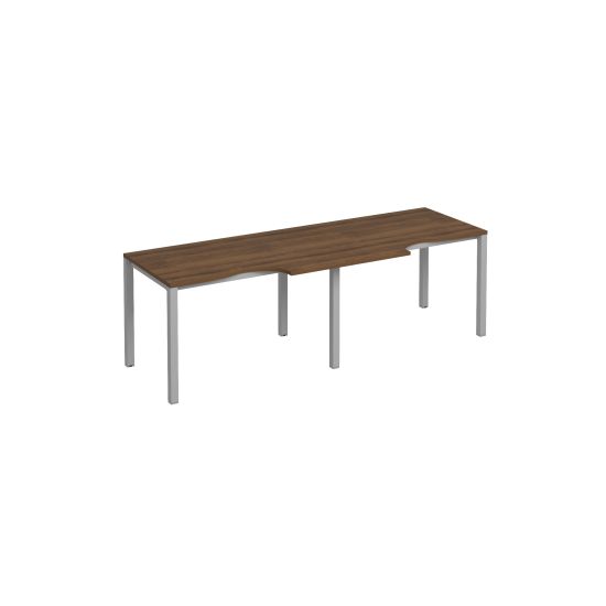 Рабочая станция столы (2х120) эргономичные на каркасе КФ французский орех / серый