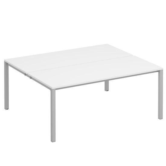 Рабочая станция на металлокаркасе КФ (2х180) белый премиум / серый