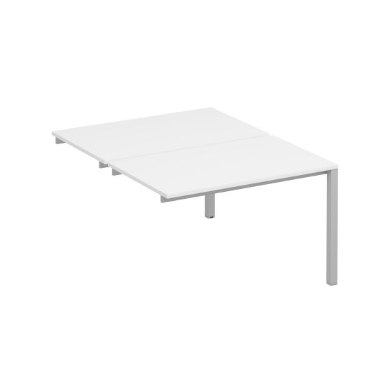 Секция стола рабочей станции на металлокаркасе КФ (2х120) белый премиум / серый