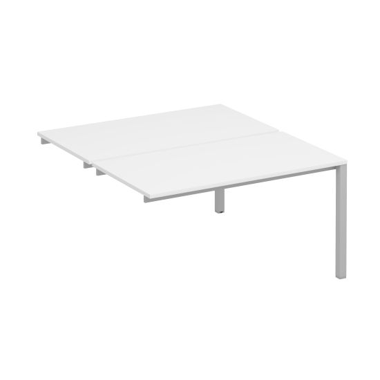 Секция стола рабочей станции на металлокаркасе КФ (2х140) белый премиум / серый