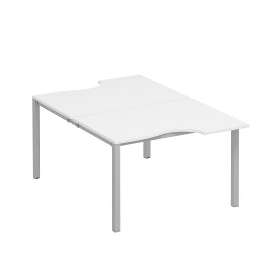 Рабочая станция со столами на металлокаркасе КФ (2х120) белый премиум / серый