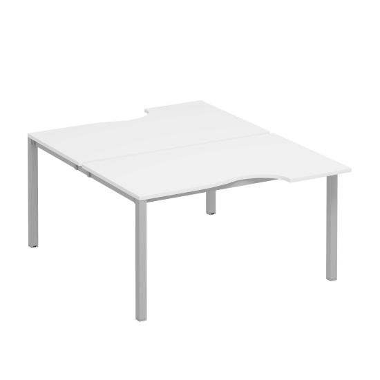 Рабочая станция со столами на каркасе КФ (2х140) белый премиум / серый