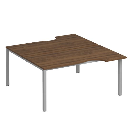 Рабочая станция со столами на опорах КФ (2х160) французский орех / серый