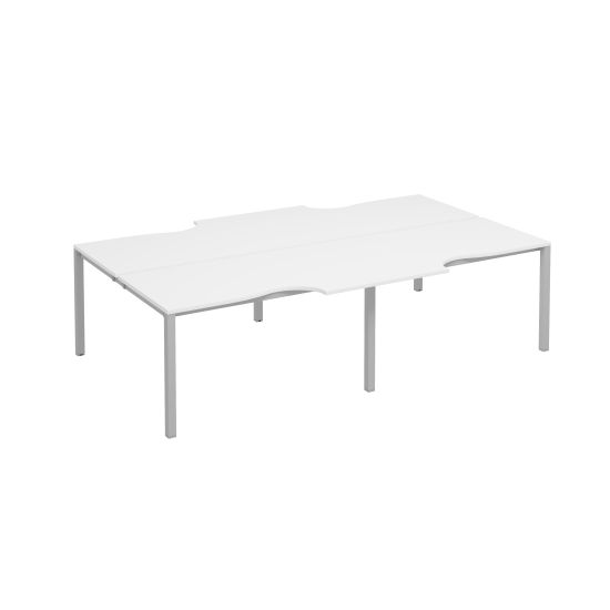 Рабочая станция со столами на металлокаркасе КФ (4х140) белый премиум / серый