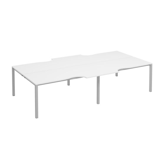 Рабочая станция эргономичные столы на каркасе КФ (4х160) белый премиум / серый