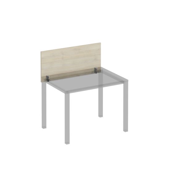 Экран настольный фронтальный с серыми кронштейнами для стола 100 на металлокаркасе КФ дуб шамони