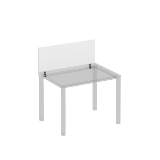 Экран настольный фронтальный с серыми кронштейнами для стола 100 на металлокаркасе КФ белый премиум