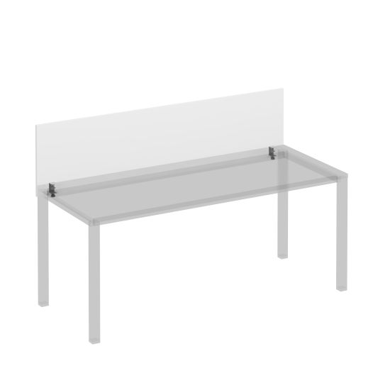 Экран для стола 180 на сером каркасе КФ настольный фронтальный белый премиум