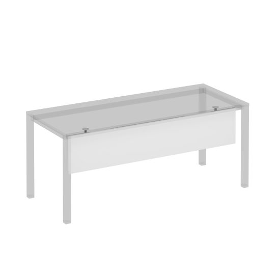 Экран для стола 180 защитный (ДСП) на сером металлокаркасе КФ белый премиум