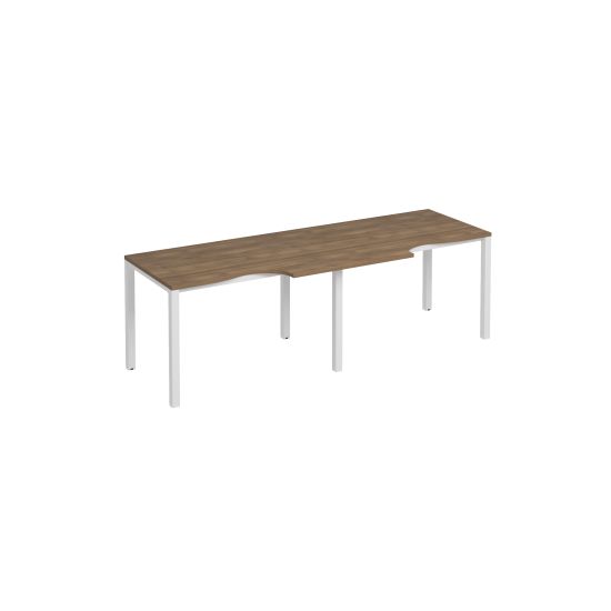 Рабочая станция столы (2х120) эргономичные на каркасе КФ дуб шамони темный / белый