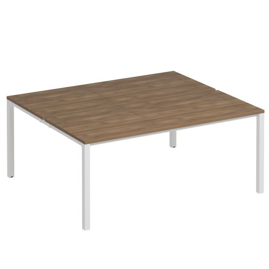 Рабочая станция на металлокаркасе КФ (2х180) дуб шамони темный / белый