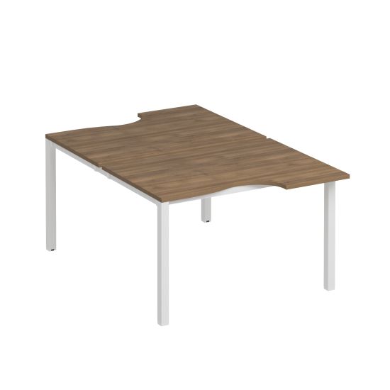 Рабочая станция со столами на металлокаркасе КФ (2х120) дуб шамони темный / белый