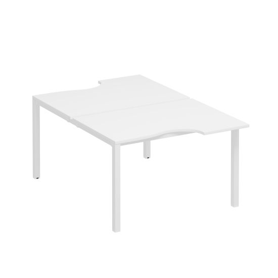 Рабочая станция со столами на металлокаркасе КФ (2х120) белый премиум / белый