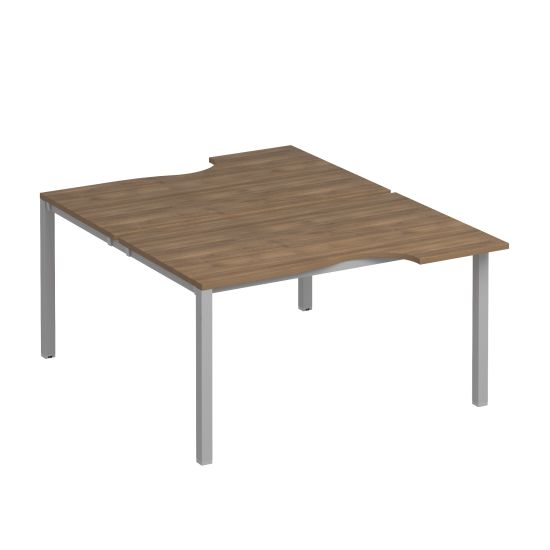 Рабочая станция со столами на каркасе КФ (2х140) дуб шамони темный / серый