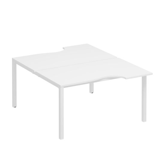 Рабочая станция со столами на каркасе КФ (2х140) белый премиум / белый