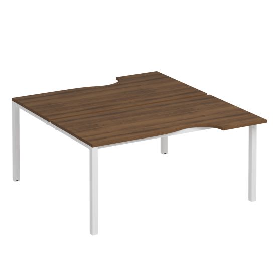 Рабочая станция со столами на опорах КФ (2х160) французский орех / белый