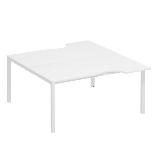Рабочая станция со столами на опорах КФ (2х160) белый премиум / белый