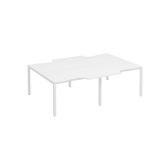 Рабочая станция эргономичные столы на каркасе КФ (4х120) белый премиум / белый
