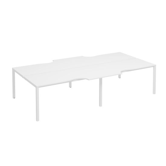 Рабочая станция эргономичные столы на каркасе КФ (4х160) белый премиум / белый