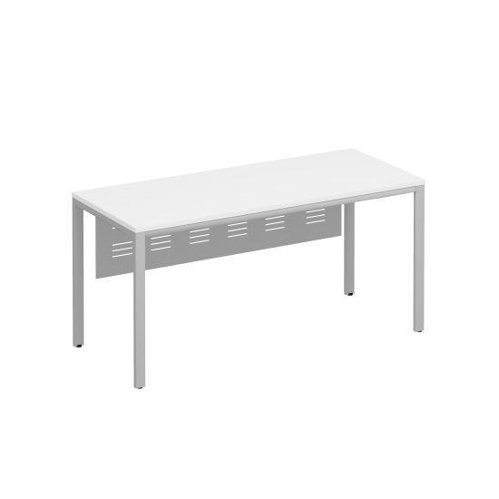 Стол письменный на металлокаркасе МП2 с металлическим экраном белый премиум / серый