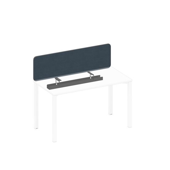 Экран настольный фронтальный тканевый с кабель-каналом синий (Bahama Denim) / черный гладкий