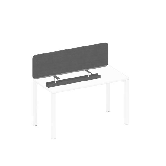 Экран настольный фронтальный тканевый с кабель-каналом серый (Bahama Grey) / черный гладкий